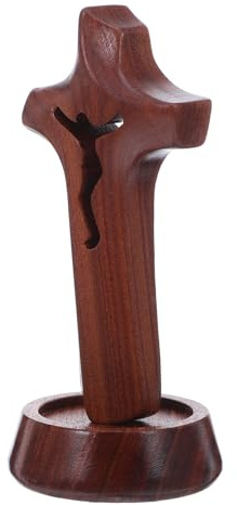 Garneck Cruz De Madera para Mesa Decoración De Iglesia Cruz para Bautizo y Comunión Adorno De Hogar Religioso Manualidades De Pascua