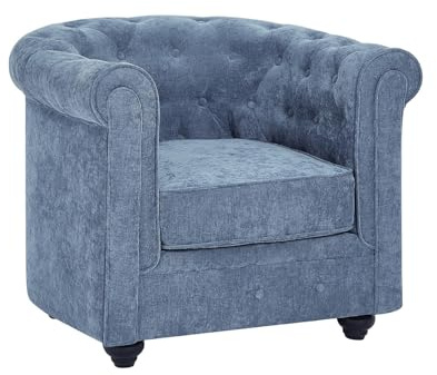 Vente-unique-Sillón de Tela Azul Chesterfield