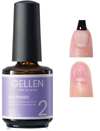 Gellen Nail Primer, 15ml Acid-free Primer Superior Protein Nail Prep Bond Foundation for Gel Polish and Acrylic Powder, Hema-Free, Fast Air Dry Salon DIY Nail Supplies