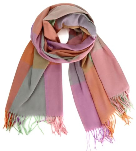 Glamexx24 Schal Damen Winter Kariert Fashion: Damen Winter Schal, Strickset Schal übergroßer Quadratisch Deckenschal Deckenschal Halstuch Streifen Muster Fransen Poncho