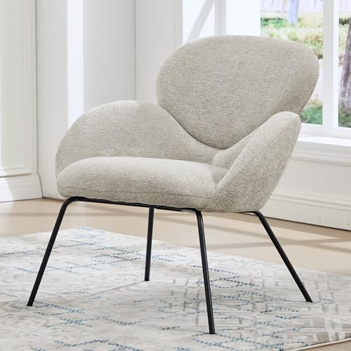 DAYALANE Modern Lounge - Sillón tapizado con patas de metal, silla de felpilla para sala de estar, dormitorio, color gris
