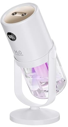 Humidificador Pequeño | Humidificador de Doble Boquilla con Tanque de 320 Mililitros | Purificador De Aire Doméstico | Para Hogar Dormitorio Baño Oficina Coche Viaje Invierno Estudio