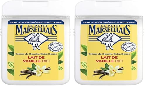 Le Petit Marseillais | Crema doccia extra morbida al latte di vaniglia biologico (flacone da 250 ml) – 92% di ingredienti di origine naturale – Flacone completamente riciclabile (Confezione da 2)