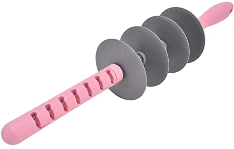 Rodillo de amasar con hoja ajustable Rodillo de masa multifuncional con 7 niveles de ancho para hornear pasta, pizza, fideos, acero inoxidable y plástico, gris, rosa, 257 g