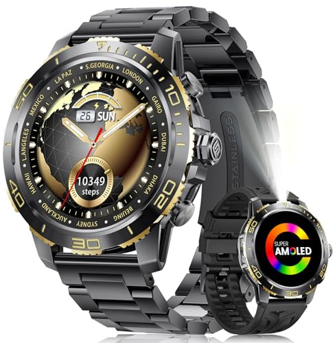 CHOOSETIME Montre Connectée Homme avec Poche/800mAh, 1,43 AMOLED Écran Luxe Smartwatch avec Appel Bluetooth, 200+ Sportmodi, IP68 Étanche, Fréquence Cardiaque, Moniteur de Sommeil pour iOS Android