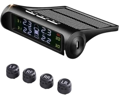 SMTYXS Sensor De Presión Neumáticos Coche TPMS, Sistema Monitoreo Inalámbrico, Dispositivo Seguridad Energía Solar, Ajuste, Sensores Externos Duraderos DeteccióN Precisa