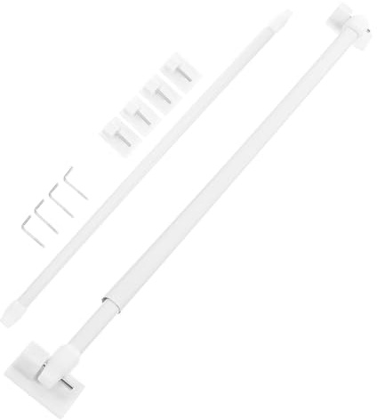 LALAFINA Barra Extensible para Cortinas de Plástico 2 Unidades Gancho Adhesivo, Diseño Telescópico para Colgar Visillos en Ventanas y Habitaciones, Fácil de Montar
