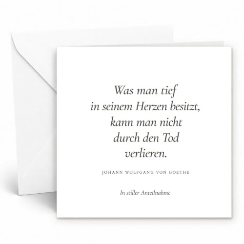 Edition Seidel Premium quadratische Trauerkarte mit Umschlag. Beileidskarte Kondolenzkarte Karte Klappkarte Spruch In stiller Anteilnahme Erinnerung Trost Liebe Gedenken Zitat (TQ258 SW026)