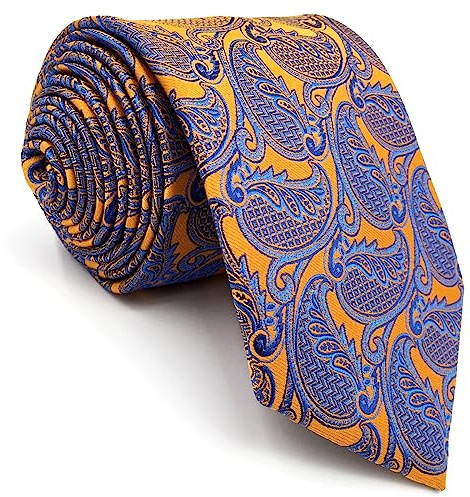 Shlax&Wing Klassisch Herren Einzigartig Seide Krawatte Gelb Paisley