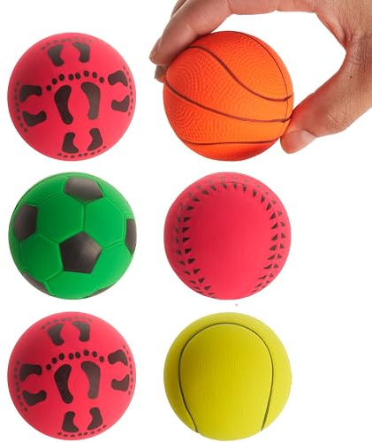 Bramble 15 Spielzeugbälle (6cm) Weiche Wurfbälle für Kinder - Elastische Schaumstoffbälle - Mini-Fußball, Basketball, Tennisball, Baseball - Robust & Ungiftig