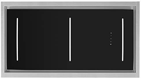 KKT KOLBE Dunstabzugshaube 60 cm Abluft | Inselhauben | Deckenmontage | Edelstahl | Schwarz Glas | Nachlaufautomatik | SensorTouch Bedienung | INTEGRA110
