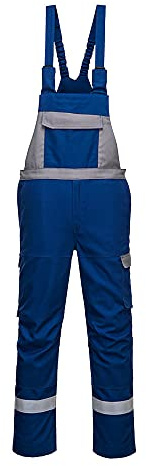 Portwest - Bizflame Ultra Arbeitslatzhose mit Latzhose, feuerbeständig, zweifarbig, Königsblau/Grau – L