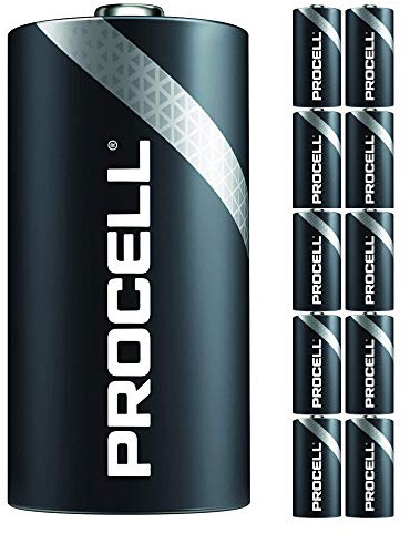 10 Pack - Duracell Procell C Cell Batteries | 1.5V Industrial Power Alkaline Battery | Home or Office Use | Car Air Freshener Promo Pack | Reliable Long Lasting Power