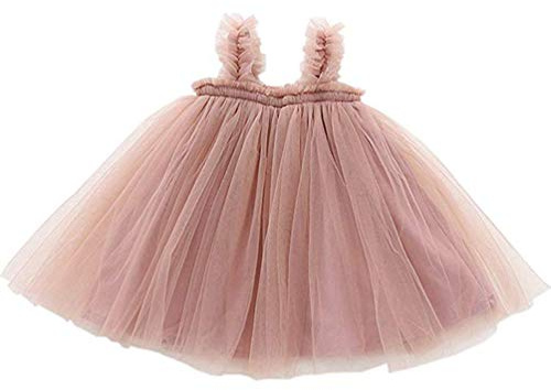 Ugitopi Vestido de Tutú para Niñas Pequeñas, sin Mangas, de Princesa, Infantil, de Tul (1-Tan, 90)