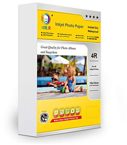 MR.R 240g/m² 100 Blatt 4R Format einseitig hochglänzendes Inkjet-Fotopapier tintenstrahldrucker glänzend foto paper Sofort Trocken Wasserfest Hochweiß fotoblätter