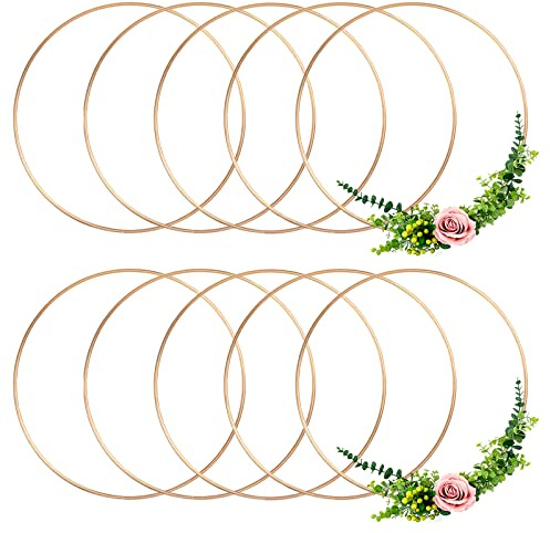Anvin Metallringe zum Basteln 10cm Gold, Deko Ringe zum Aufhängen, Drahtringe zum Basteln, Bastelringe Metall für Wickeltechnik, Traumfänger, Floristik, Hochzeitskranz, Hoops(10cm Roségold 10 Stück)