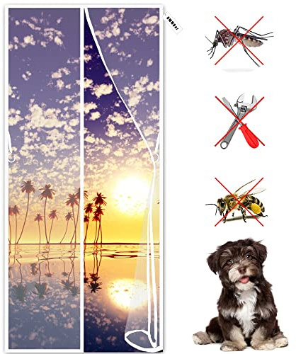 Magnetic Fly Insect Screen Door 170 x 190 cm with Heavy Duty Mesh Curtain for Balcony/Patio DoorSize Up to White