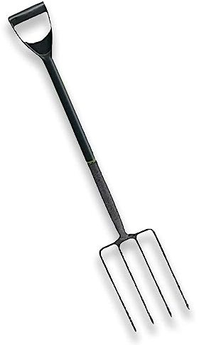 rightclick Carbon Steel Garden Fork Heavy Duty, Lightweight Digging Fork, Garden digging Fork With Tilted Plastic D-Grip Ideal For Loosening Of Soil, Planting, Digging_ 102x 18 cm