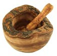 Mortaio con pestello - Rustico - Legno d'oliva - Mortaio - Ø 14 cm