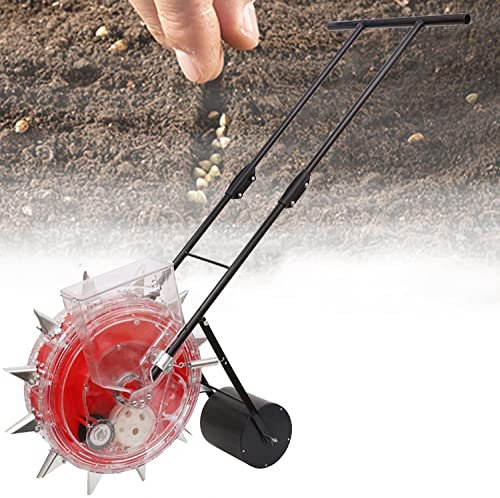 JIADUOFU Hand-push Roller Seeder, Lawn & Garden Spreaders, Corn Soybean Fertilizer Machine, Manual Peanut Planter, Adjustable Depth 3.5-7.8inch,12Holes