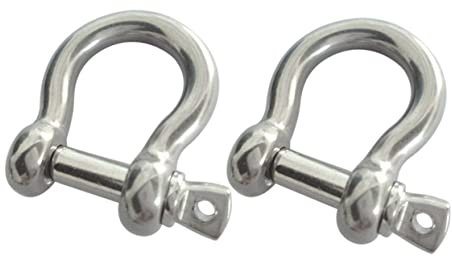 BESPORTBLE 304 Edelstahl Bogen Hebeschäkel M6 Schraubbolzen Edelstahl Schäkel 2 Stück Rigging Verbindungsstück Für Marine- Und Industrieanwendungen