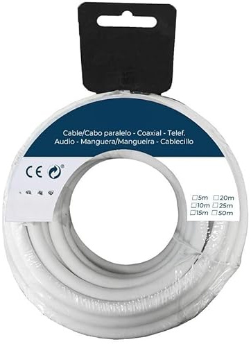 Schlauchrolle H05VV-F 3G 1,00 mm² weiß 10 m ideal für elektrische Verbindungen und den Innenbereich