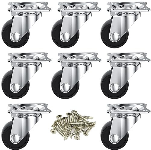 8 PCS Black Universal Swivel Casters,25mm(1 inch) Castor Wheels for Furniture