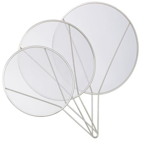 Relaxdays Pack 3 Tapas Antisalpicaduras, Sartenes de 25 & 29 & 33 cm, Protectores Anti Salpicaduras con Mango, Plateado, Acero Inoxidable, 0,5 x 47,5 x 33 cm