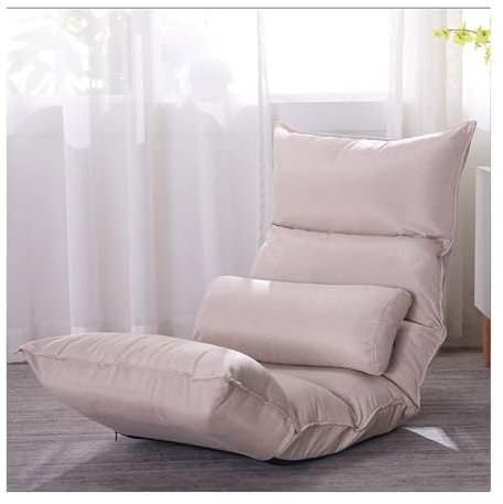 XLIHAWY Gepolsterter Bodenstuhl, 5-Fach Verstellbar Faules Sofa, Einfach Salon Klappsitz Mit Rückenstütze Für Schlafzimmer Büro Balkon, Keine Montage Erforderlich (Farbe : Beige, Größe : 20.47x22.83