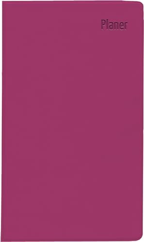 Zettler - Taschenplaner 2025 rosa, 9,5x16cm, Taschenkalender faltbar mit Kunststoffhülle, 1 Monat auf 2 Seiten, separates Adressheft, Wochenzählung, Mondphasen und deutsches Kalendarium