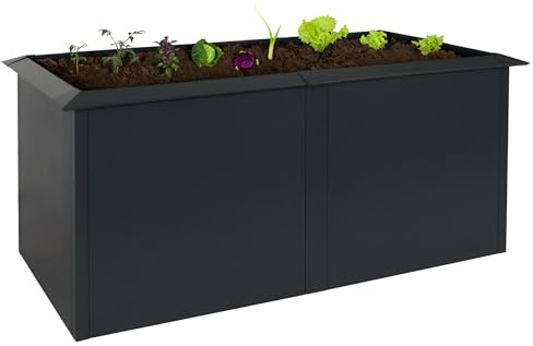 Hochbeet HWC-N24, Metallhochbeet Gemüsebeet Blumenkasten Pflanzkübel, Schneckenkante 78x170x90cm Eisen 52kg, anthrazit