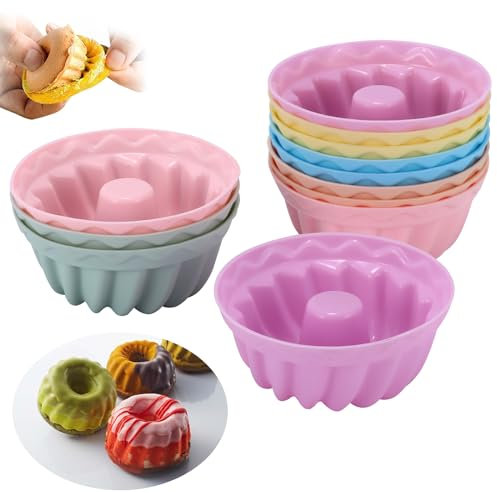 AIWMQYYF Mini Gugelhupfform Silikon, 12 Stück Muffins Gugelhupf Backform Klein Wiederverwendbare, Silikonformen Backen, Muffinform, Sechs Farben