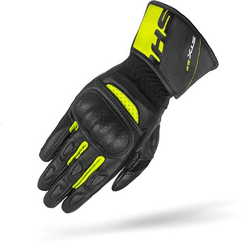 SHIMA STX Guantes Moto Hombre Cuero Homologados Largo Verano Motos Guante Ventilado Certificatos con Protección Motorista Racing Protecciones Ventilación Verão (Masculinos, Fluo, XL)