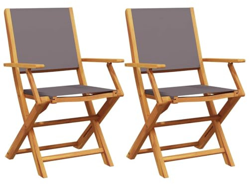 vidaXL Sillas de jardín 2 uds Madera Maciza Acacia y Tela Antracita, Asiento de jardín, Asientos al Aire Libre, Silla Plegable, Asientos de jardín