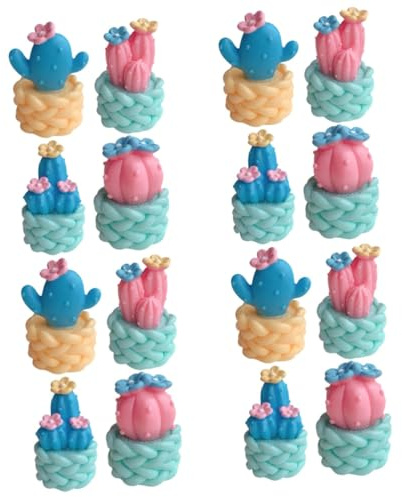 VICASKY 16pezzi Mini Cactus Ornamenti Resina Piante Grasse Decorative Per Ufficio e Casa Leggeri e Facili Da Trasportare Per Decorazioni Su Tavolo e Mensole