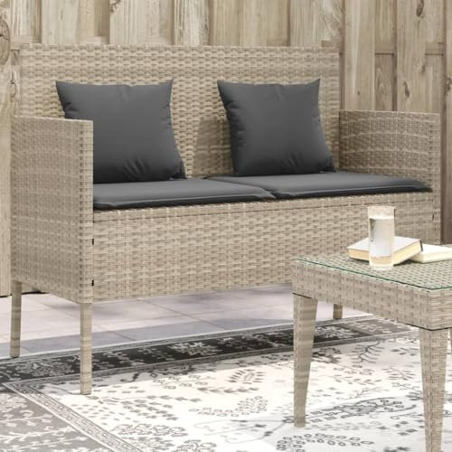 IKAYAA Gartenbank mit Stauraum Balkon Sofa Rattan Sofa 2 Sitzer Kleines Gartensofa Lounge Sofa Outdoor Balkonmöbel Rattansofa Polyrattan Sitzbank Balkon Lounge Balkon Möbel Gartenmöbel