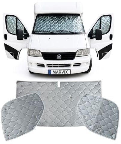 Marvix Thermo-Jalousien für interne Fahrerkabine, Premium-Fensterabdeckung, 9-lagig, für Fiat Ducato, Boxer & Relay 1994–2005 Wohnmobil, Campervan Isolationsschirme
