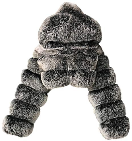 Faux Fur Coats Women's Cropped Faux Fur Jacket Solid Color Fluffy Long Sleeve Zip Up Jacket Winter Warm Fuzzy Jacket Elegant Ladies Puffer Short Coat Outerwear for Party