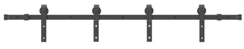 vidaXL Schiebetürbeschlag-Set 183 cm Stahl Schwarz, Schiebetür-Beschlag, Schiebetür-Rolle, Schiebetür-System, Schiebetür-Schiene, Schiebetür-Bügel