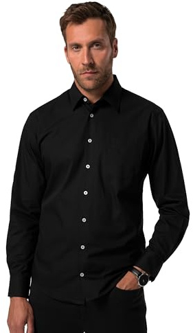 JP 1880 Chemise à Manches Longues pour Homme, col Kent, Coupe Moderne, jusqu'à 8 XL, Chemise intégrale, Noir, 5XL