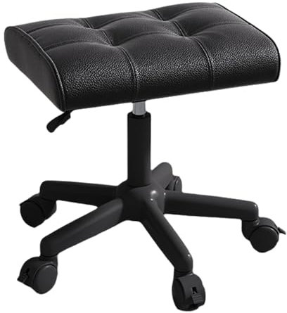 Generic Klassisch-minimalistischer Drehhocker mit Rollen, Bürohocker, Höhenverstellbar 40-50cm, 360° Drehhocker Hocker für Salon und Spa (Schwarz)