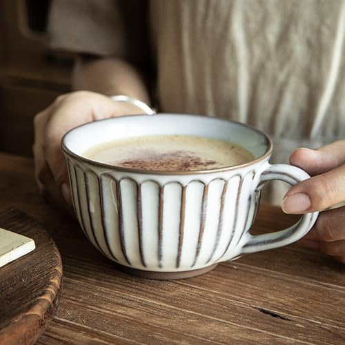 Tazza da caffè XXL, in ceramica, 700 ml, con manico, ciotola per la colazione, cereali, zuppa, porridge, insalata, tazza in ceramica extra grande (400 ml, bianco)