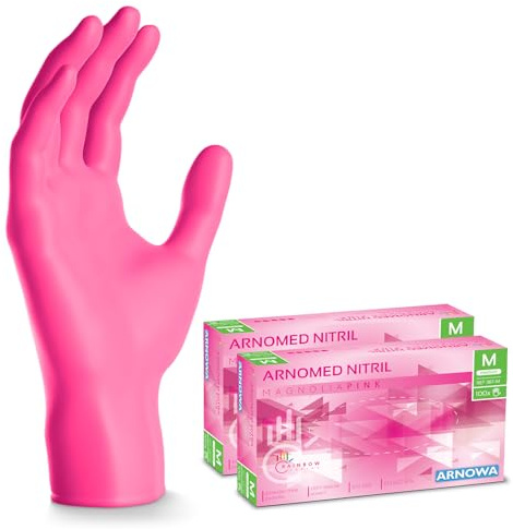 1000x ARNOMED® Einweghandschuhe Pink, Nitril Handschuhe, Einmalhandschuhe M | Nitrilhandschuhe Einweg puderfrei, Gummihandschuhe Einweg, Schutzhandschuhe, Handschuhe Nitril in XS, S, M, L