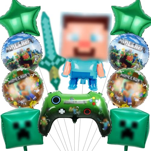 Huangzd 11 Stück Pixe Geburtstagsdeko Junge, Luftballons Geburtstag Set | Kindergeburtstag Folienballon, Geburtstag Party Deko Ballons Set für Kinder