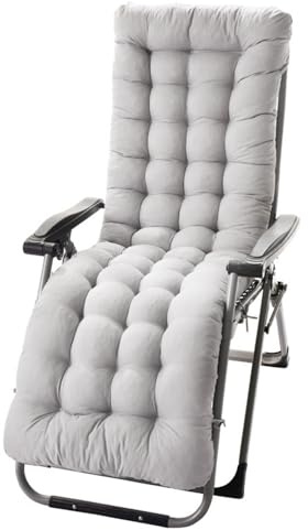 Mateju Cojín para Tumbona de Jardín, Suave Cómodo Reversible Cojín Reclinable Colchoneta para Tumbonas, Ideal para Exterior Sillas Balcón Playa Terraza (Gris Claro,40x110cm)
