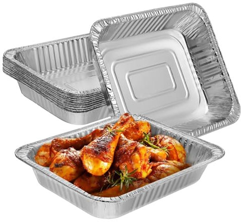 IMIKEYA 10pièces Lot De Barquettes Aluminium Profondes Et Jetables Pour Cuisson Au Four Rôtissage Et Réchauffage