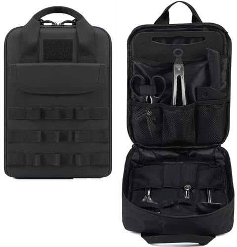 Hosoncovy Portable Camping Cookware Utensils Tableware Organizer Bag Picnic Barbecue Tools Travel Cutlery Storage Case for Outdoor Camping Hiking Picnic BBQ,Empty Bag Only (Black)