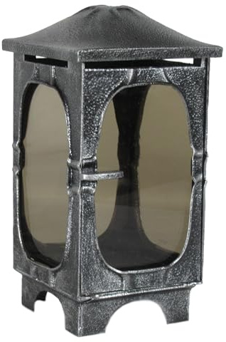 Henecka• Grablaterne mit Parsolglas – Grabschmuck aus Stahl mit Tür – Wetterfest – Für Grabkerzen (Bronze, Alu, Schwarz) (Alu)