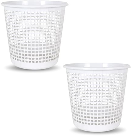 PARENCE.- Lot de 2 Poubelles de Bureau Blanc 18L - Corbeilles à Papier en Plastique 27
