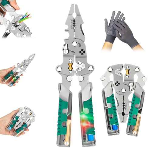 Foldable Electric Wire Stripper Pliers, Electrical Pliers, Folding Stylus Screwdriver Wire Stripper, Insulated Multitool with Voltage Test for Electricians (1 Pcs)